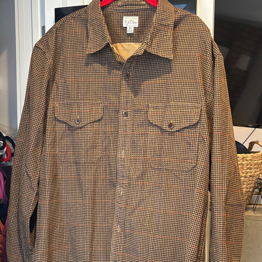 J. Crew Men's Brown Checkered Dress Shirt